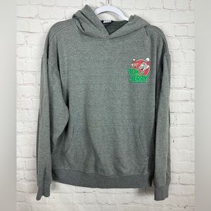 Tom & Jerry Graphic Hoodie‎ Sweatshirt Unisex gray Licensed Santa Hats sz XL